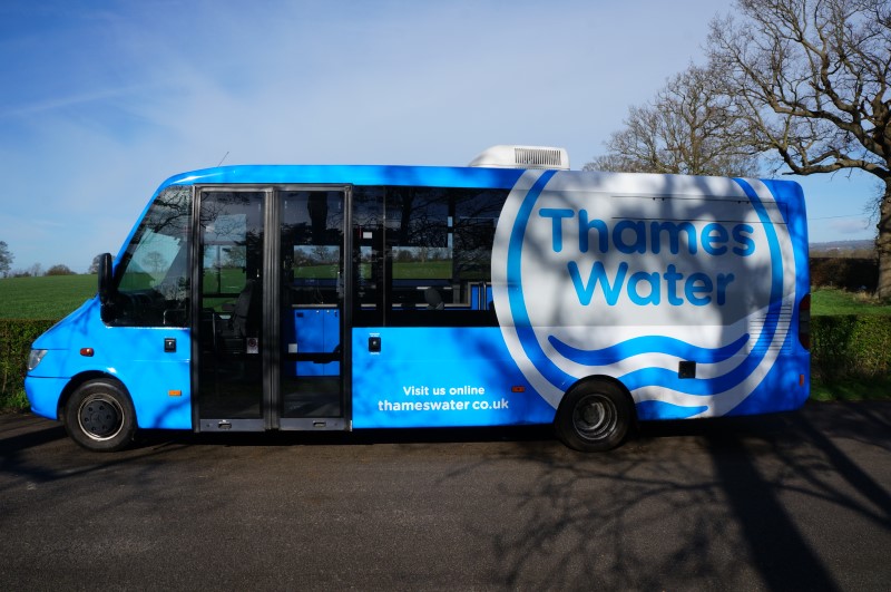 Thames Water Blue Single Decker Bus