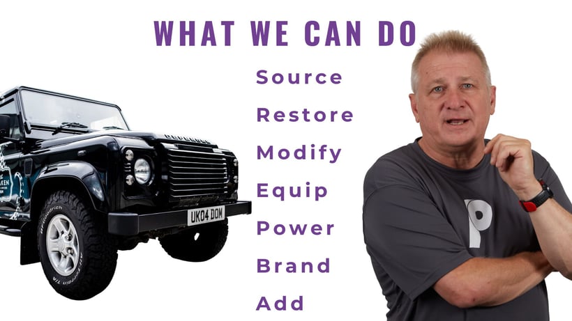 Promohire what we can do Gary Parker Black Kraken Land Rover Defender