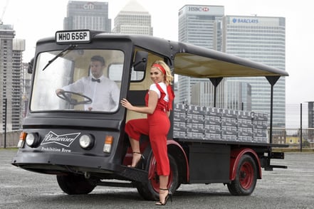 Electric milk float event vehicle hire Budweiser black