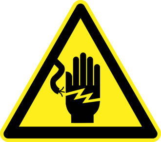 health and safety hand sign yellow and black