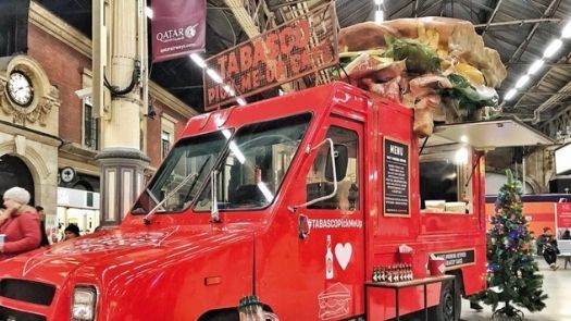 Indoor brand activation_Red Tabasco food truck with 3D sandwich on roof