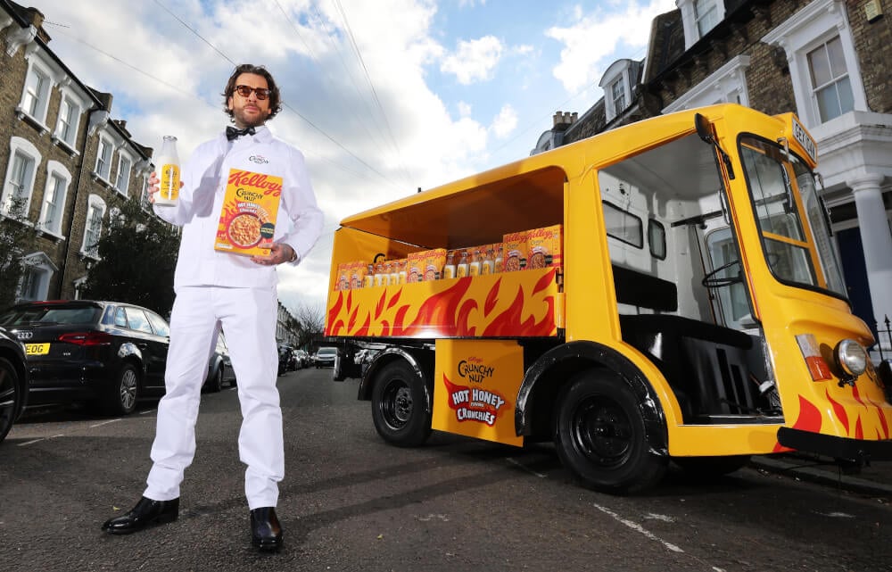 Pte Wicks and a milk float for one of Kellogg's influencer collaborations.