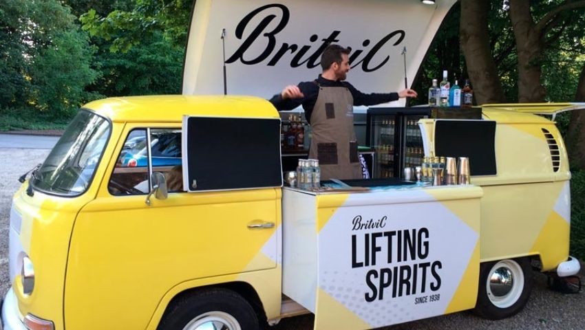 Britvic pop-up VW camper bar hire