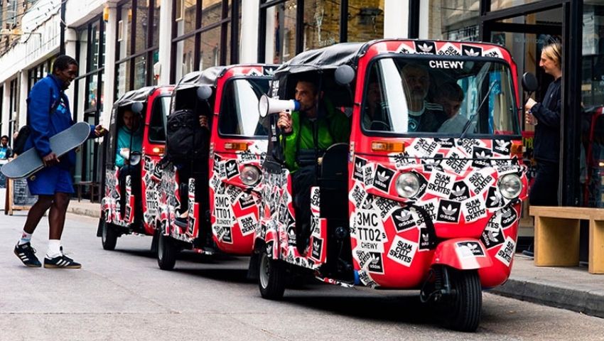 Adidas tuktuk hire for PR brand campaign