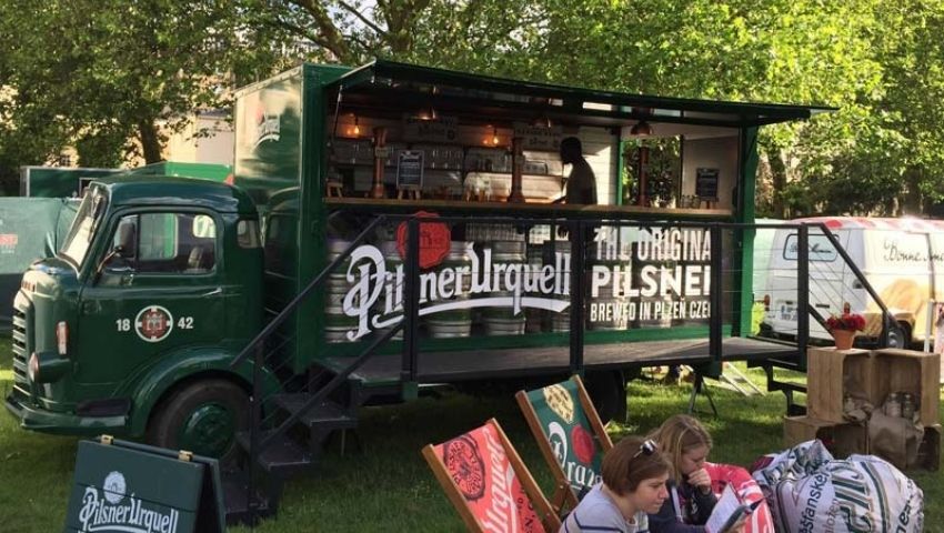 Pilsner Urquell vintage promotional vehicle conversion