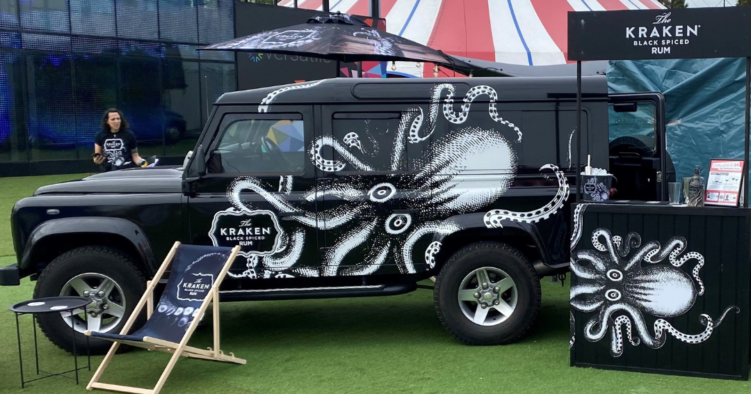 Black Land Rover Defender Kraken activation setup