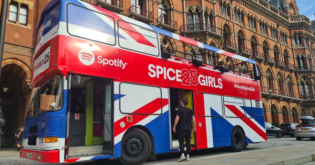 Spotify Spice Girls Union Jack Double Decker bus